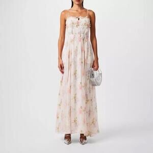 LOVESHACKFANCY santee dress in pearl Pink Floral Maxi Small